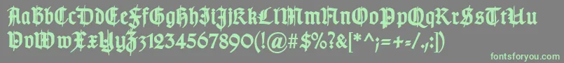 Fonte TypographergotischSchmuckBold – fontes verdes em um fundo cinza