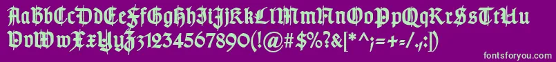 Fonte TypographergotischSchmuckBold – fontes verdes em um fundo violeta