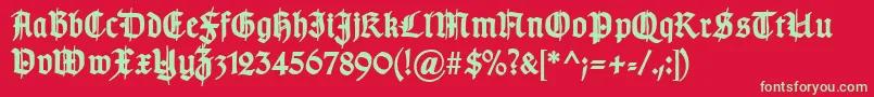 Police TypographergotischSchmuckBold – polices vertes sur fond rouge