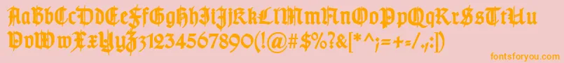 TypographergotischSchmuckBold-Schriftart – Orangefarbene Schriften auf rosa Hintergrund