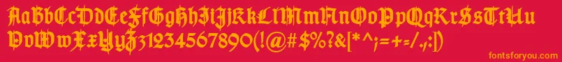 Fonte TypographergotischSchmuckBold – fontes laranjas em um fundo vermelho