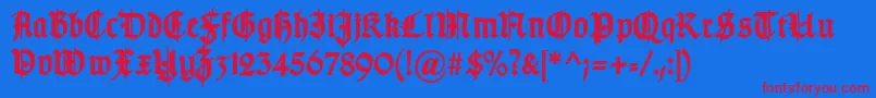 TypographergotischSchmuckBold Font – Red Fonts on Blue Background