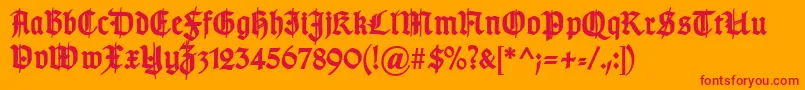 TypographergotischSchmuckBold Font – Red Fonts on Orange Background