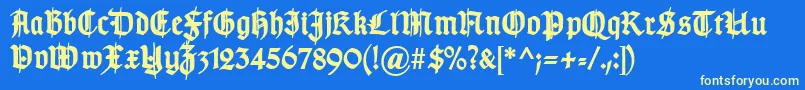 TypographergotischSchmuckBold-fontti – keltaiset fontit sinisellä taustalla