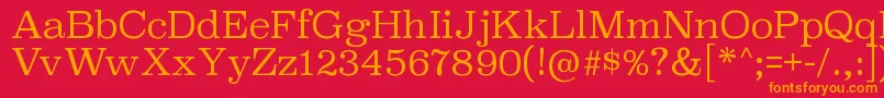 フォントSuperclarendonltRegular – 赤い背景にオレンジの文字