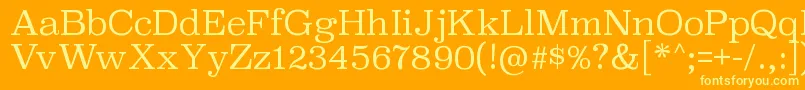 SuperclarendonltRegular-Schriftart – Gelbe Schriften auf orangefarbenem Hintergrund