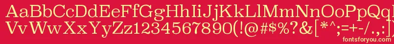 SuperclarendonltRegular-Schriftart – Gelbe Schriften auf rotem Hintergrund