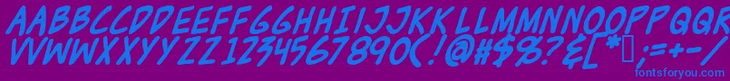 ZudJuiceBold-Schriftart – Blaue Schriften auf violettem Hintergrund