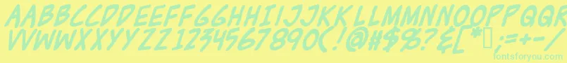 Lisätietoja ZudJuiceBold-fontista ZudJuiceBold-fontti – vihreät fontit keltaisella taustalla