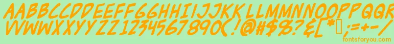 ZudJuiceBold-Schriftart – Orangefarbene Schriften auf grünem Hintergrund