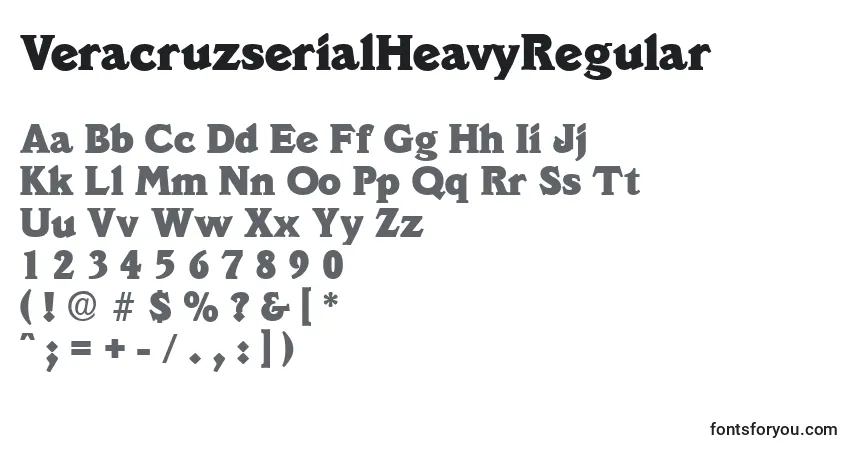 Czcionka VeracruzserialHeavyRegular – alfabet, cyfry, specjalne znaki