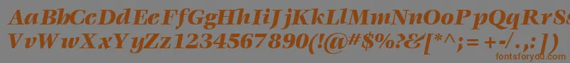 フォントVoraceblacksskItalic – 茶色の文字が灰色の背景にあります。