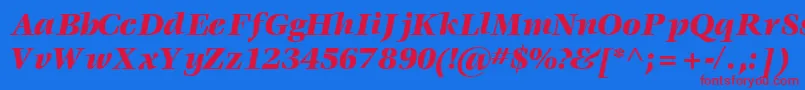 VoraceblacksskItalic Font – Red Fonts on Blue Background