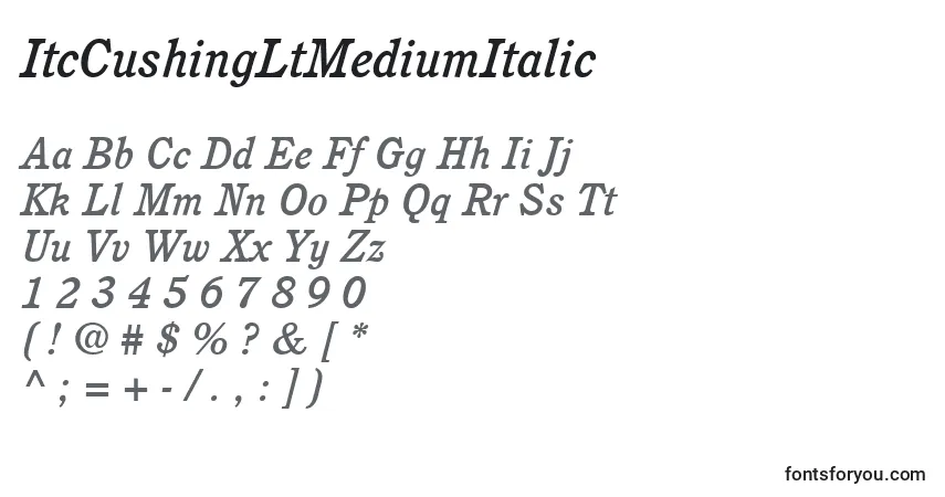 Шрифт ItcCushingLtMediumItalic – алфавит, цифры, специальные символы