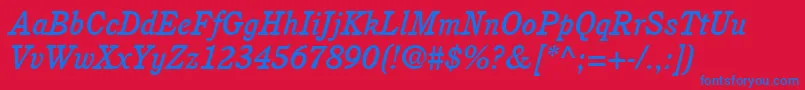 ItcCushingLtMediumItalic Font – Blue Fonts on Red Background