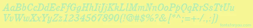 ItcCushingLtMediumItalic Font – Green Fonts on Yellow Background