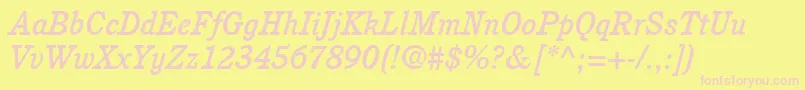 ItcCushingLtMediumItalic Font – Pink Fonts on Yellow Background
