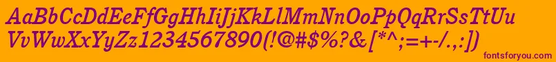 ItcCushingLtMediumItalic Font – Purple Fonts on Orange Background