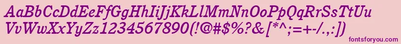 ItcCushingLtMediumItalic Font – Purple Fonts on Pink Background