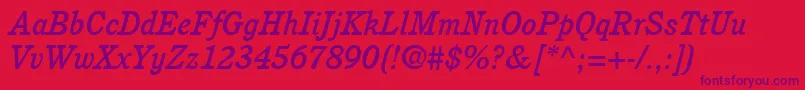 ItcCushingLtMediumItalic Font – Purple Fonts on Red Background