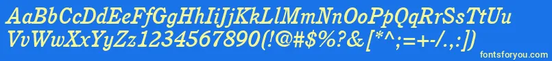 ItcCushingLtMediumItalic Font – Yellow Fonts on Blue Background