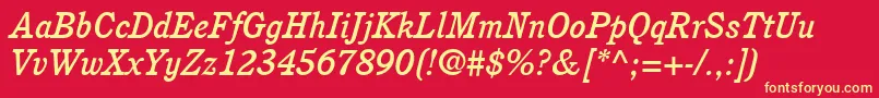 ItcCushingLtMediumItalic Font – Yellow Fonts on Red Background