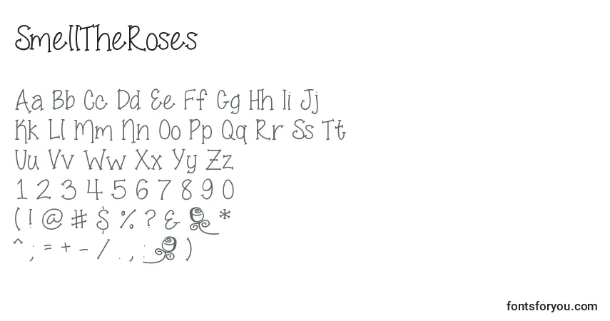 SmellTheRoses Font – alphabet, numbers, special characters