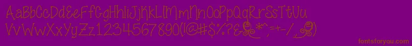 フォントSmellTheRoses – 紫色の背景に茶色のフォント
