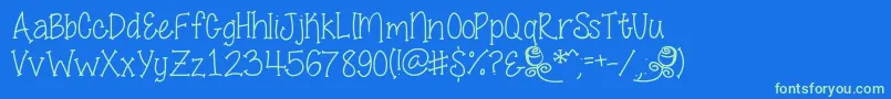 SmellTheRoses Font – Green Fonts on Blue Background