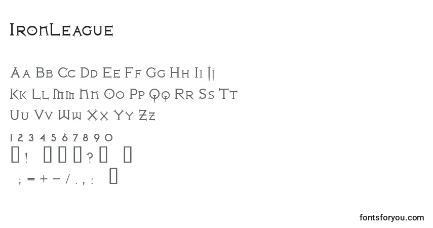 Schriftart IronLeague – Alphabet, Zahlen, spezielle Symbole