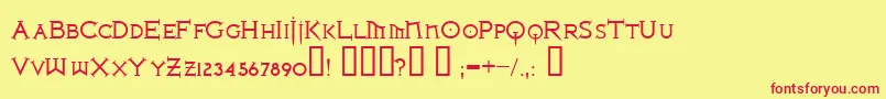 IronLeague-fontti – punaiset fontit keltaisella taustalla