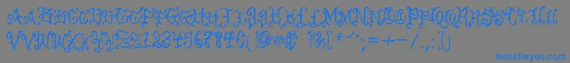 VtcBadenglischone-Schriftart – Blaue Schriften auf grauem Hintergrund