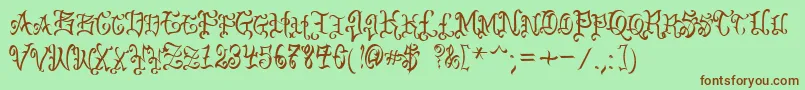 VtcBadenglischone Font – Brown Fonts on Green Background