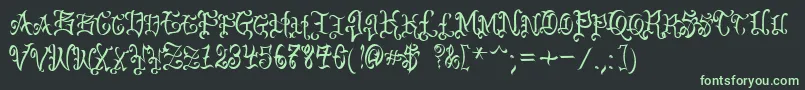 VtcBadenglischone Font – Green Fonts on Black Background