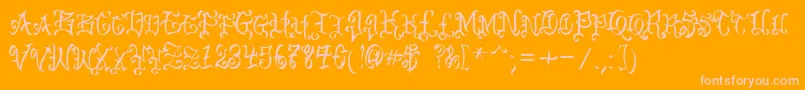 VtcBadenglischone-Schriftart – Rosa Schriften auf orangefarbenem Hintergrund