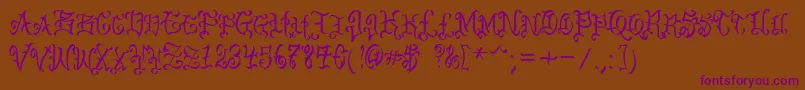 VtcBadenglischone-Schriftart – Violette Schriften auf braunem Hintergrund