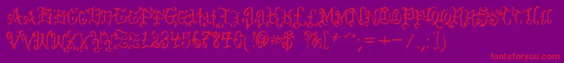 VtcBadenglischone-Schriftart – Rote Schriften auf violettem Hintergrund