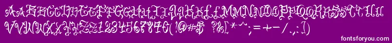 VtcBadenglischone-Schriftart – Weiße Schriften auf violettem Hintergrund