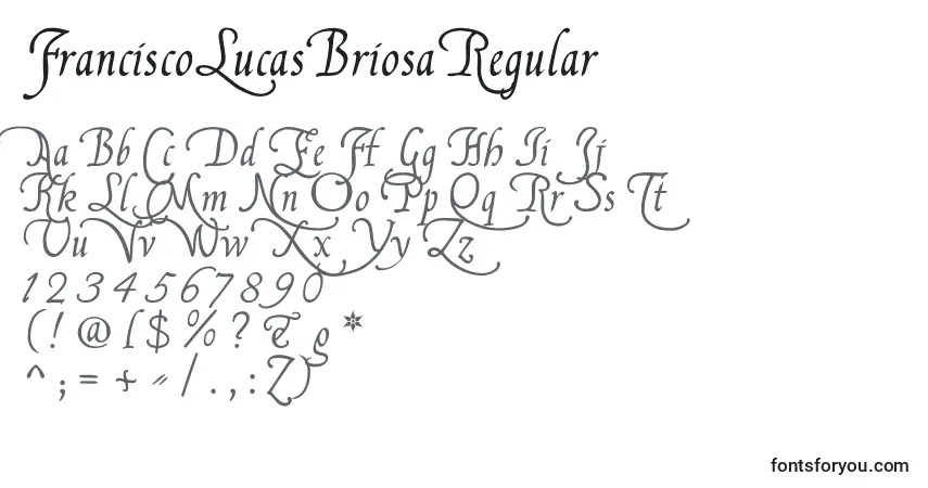 Czcionka FranciscoLucasBriosaRegular – alfabet, cyfry, specjalne znaki