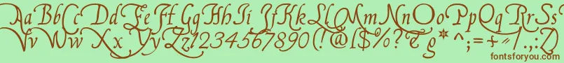 FranciscoLucasBriosaRegular-Schriftart – Braune Schriften auf grünem Hintergrund