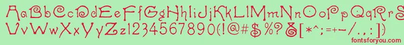 Caprice-Schriftart – Rote Schriften auf grünem Hintergrund