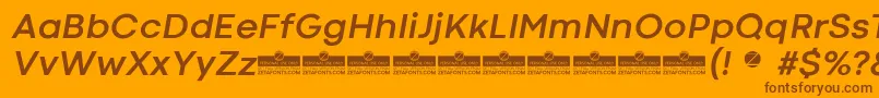 CodecColdBoldItalicTrial-Schriftart – Braune Schriften auf orangefarbenem Hintergrund