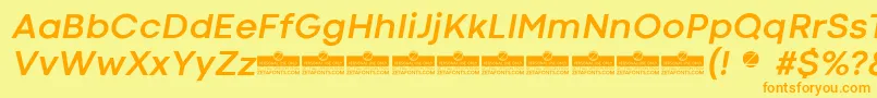 Fonte CodecColdBoldItalicTrial – fontes laranjas em um fundo amarelo