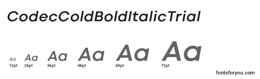 Größen der Schriftart CodecColdBoldItalicTrial