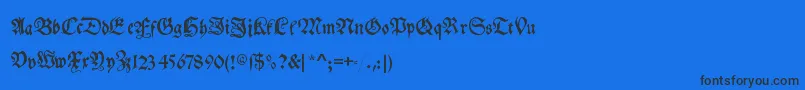 Myelectronicschwabach-Schriftart – Schwarze Schriften auf blauem Hintergrund