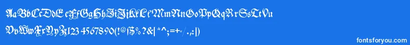 フォントMyelectronicschwabach – 青い背景に白い文字