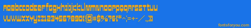 フォントCowboyHippiePro – オレンジ色の文字が青い背景にあります。