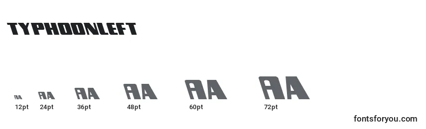 sizes of typhoonleft font, typhoonleft sizes
