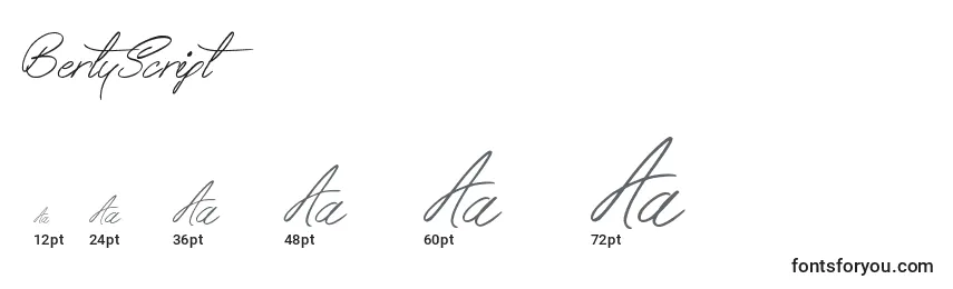 sizes of bertyscript font, bertyscript sizes