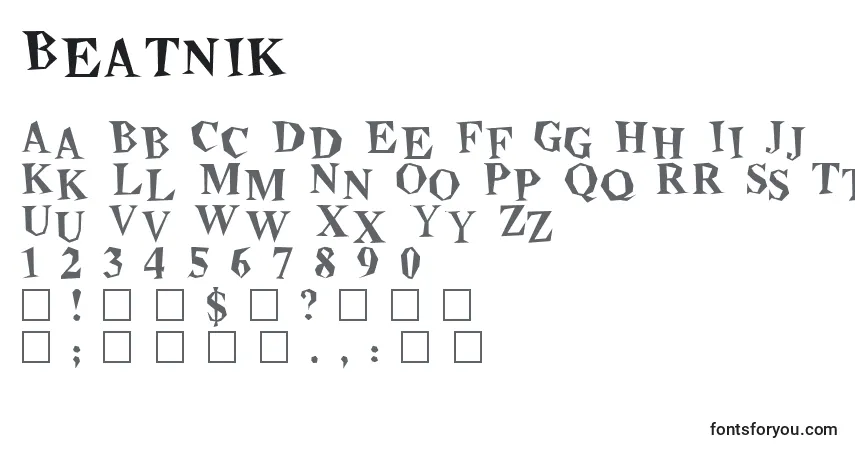characters of beatnik font, letter of beatnik font, alphabet of  beatnik font
